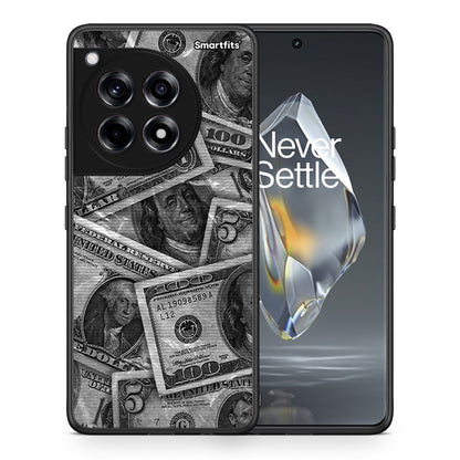 Θήκη OnePlus 12R 5G Money Dollars από τη Smartfits με σχέδιο στο πίσω μέρος και μαύρο περίβλημα | OnePlus 12R 5G Money Dollars case with colorful back and black bezels