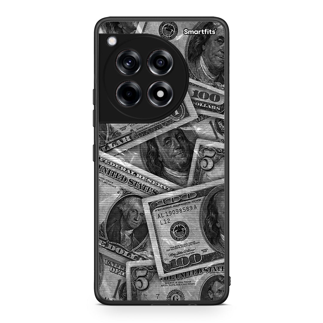OnePlus 12R 5G Money Dollars θήκη από τη Smartfits με σχέδιο στο πίσω μέρος και μαύρο περίβλημα | Smartphone case with colorful back and black bezels by Smartfits