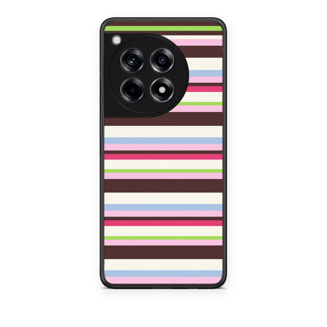 Θήκη OnePlus 12R 5G Multicolour Horizontal Stripes από τη Smartfits με σχέδιο στο πίσω μέρος και μαύρο περίβλημα | OnePlus 12R 5G Multicolour Horizontal Stripes case with colorful back and black bezels