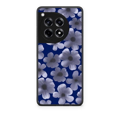 Θήκη OnePlus 12R 5G Pale Blue Flowers on Navy από τη Smartfits με σχέδιο στο πίσω μέρος και μαύρο περίβλημα | OnePlus 12R 5G Pale Blue Flowers on Navy case with colorful back and black bezels