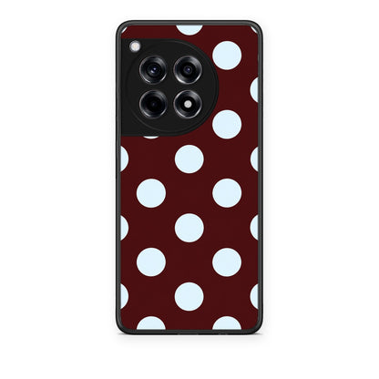 Θήκη OnePlus 12R 5G Pale Blue Large Polka Dots on Burgundy από τη Smartfits με σχέδιο στο πίσω μέρος και μαύρο περίβλημα | OnePlus 12R 5G Pale Blue Large Polka Dots on Burgundy case with colorful back and black bezels