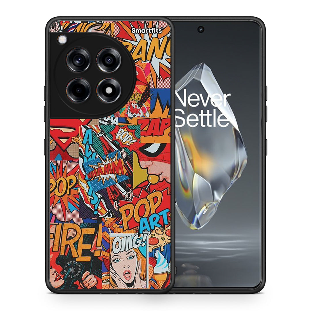 Θήκη OnePlus 12R 5G PopArt OMG από τη Smartfits με σχέδιο στο πίσω μέρος και μαύρο περίβλημα | OnePlus 12R 5G PopArt OMG case with colorful back and black bezels