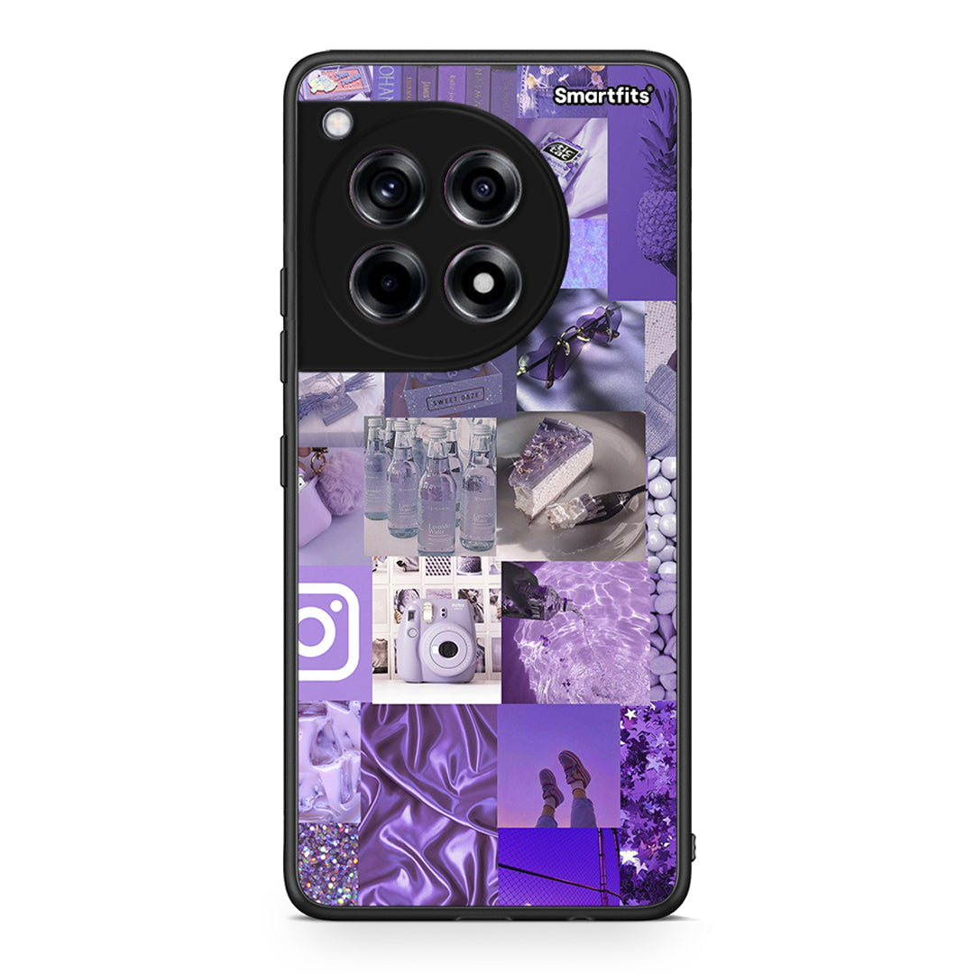 OnePlus 12R 5G Purple Aesthetic Collage θήκη από τη Smartfits με σχέδιο στο πίσω μέρος και μαύρο περίβλημα | Smartphone case with colorful back and black bezels by Smartfits