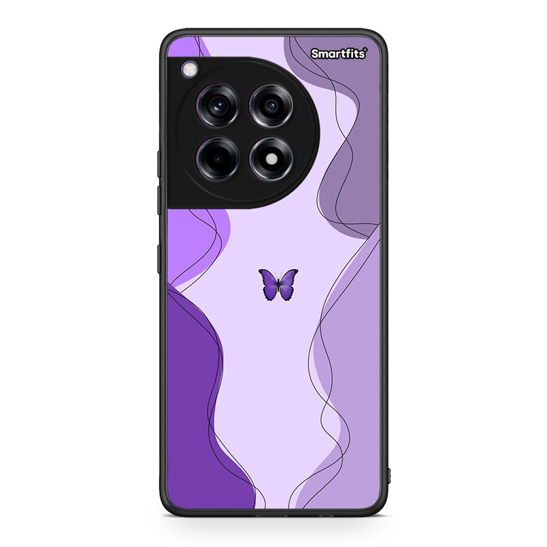 OnePlus 12R 5G Purple Mariposa Θήκη Αγίου Βαλεντίνου από τη Smartfits με σχέδιο στο πίσω μέρος και μαύρο περίβλημα | Smartphone case with colorful back and black bezels by Smartfits