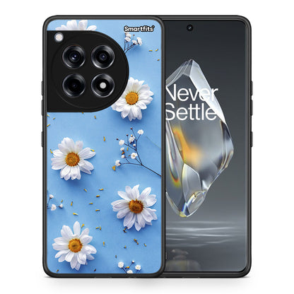 Θήκη OnePlus 12R 5G Real Daisies από τη Smartfits με σχέδιο στο πίσω μέρος και μαύρο περίβλημα | OnePlus 12R 5G Real Daisies case with colorful back and black bezels