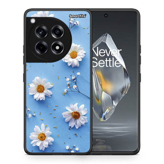 Θήκη OnePlus 12R 5G Real Daisies από τη Smartfits με σχέδιο στο πίσω μέρος και μαύρο περίβλημα | OnePlus 12R 5G Real Daisies case with colorful back and black bezels
