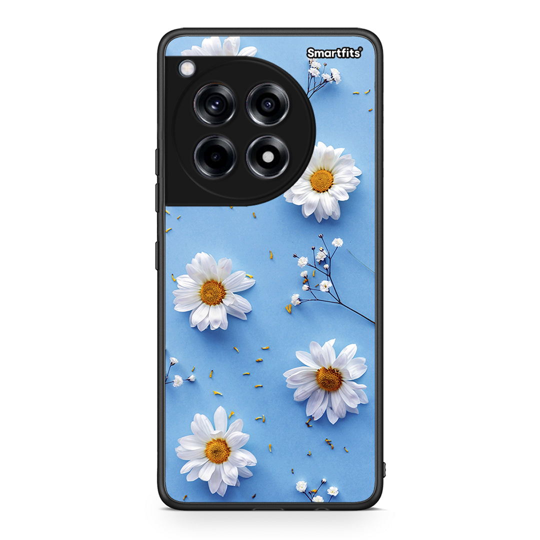 OnePlus 12R 5G Real Daisies θήκη από τη Smartfits με σχέδιο στο πίσω μέρος και μαύρο περίβλημα | Smartphone case with colorful back and black bezels by Smartfits