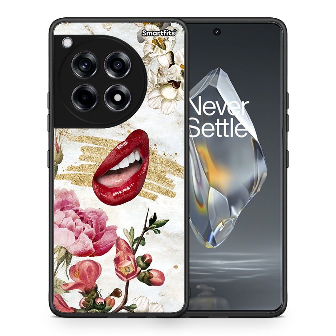 Θήκη OnePlus 12R 5G Red Lips από τη Smartfits με σχέδιο στο πίσω μέρος και μαύρο περίβλημα | OnePlus 12R 5G Red Lips case with colorful back and black bezels