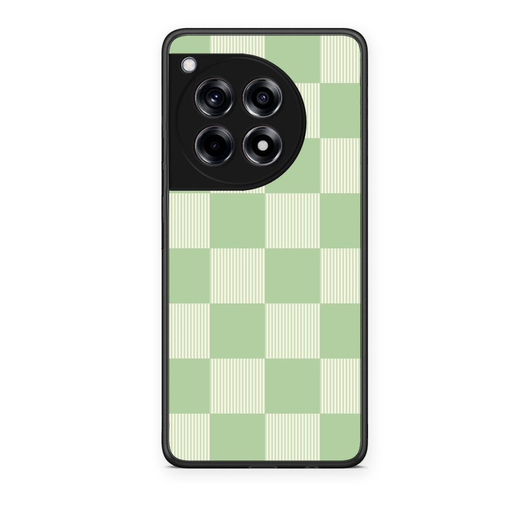 Θήκη OnePlus 12R 5G Sage and Cream Striped Checks από τη Smartfits με σχέδιο στο πίσω μέρος και μαύρο περίβλημα | OnePlus 12R 5G Sage and Cream Striped Checks case with colorful back and black bezels