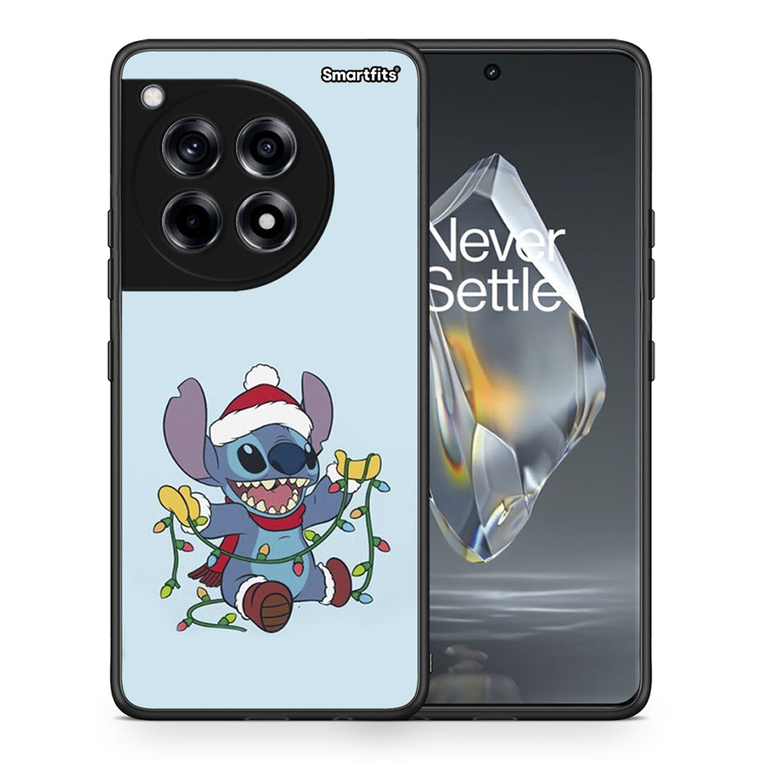 Θήκη OnePlus 12R 5G Santa Stich από τη Smartfits με σχέδιο στο πίσω μέρος και μαύρο περίβλημα | OnePlus 12R 5G Santa Stich case with colorful back and black bezels