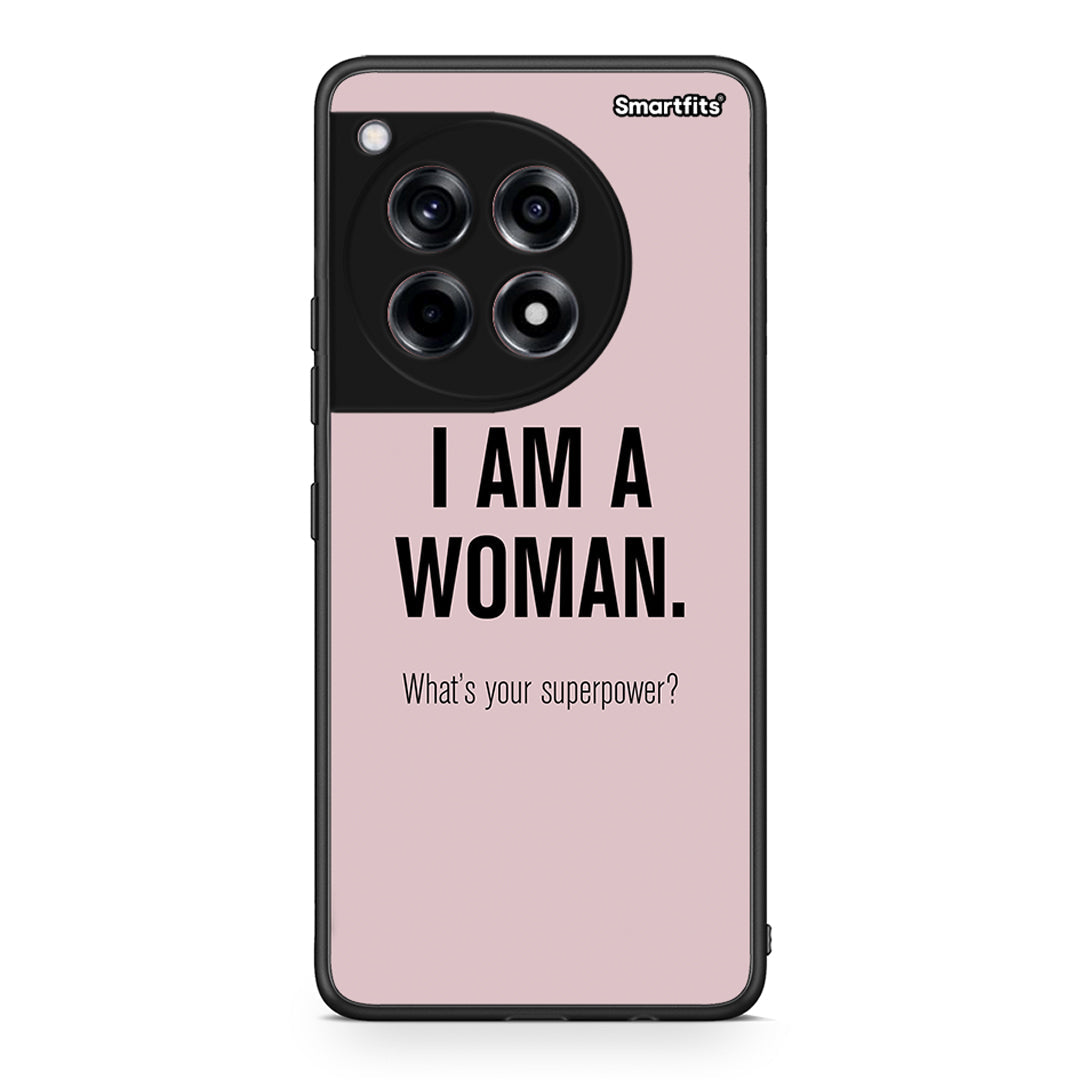 OnePlus 12R 5G Superpower Woman θήκη από τη Smartfits με σχέδιο στο πίσω μέρος και μαύρο περίβλημα | Smartphone case with colorful back and black bezels by Smartfits