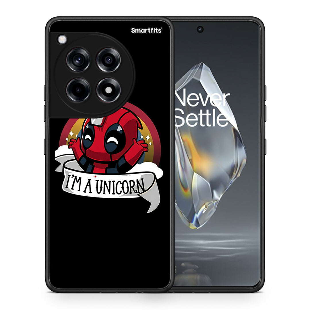 Θήκη OnePlus 12R 5G Unicorn Deadpool από τη Smartfits με σχέδιο στο πίσω μέρος και μαύρο περίβλημα | OnePlus 12R 5G Unicorn Deadpool case with colorful back and black bezels