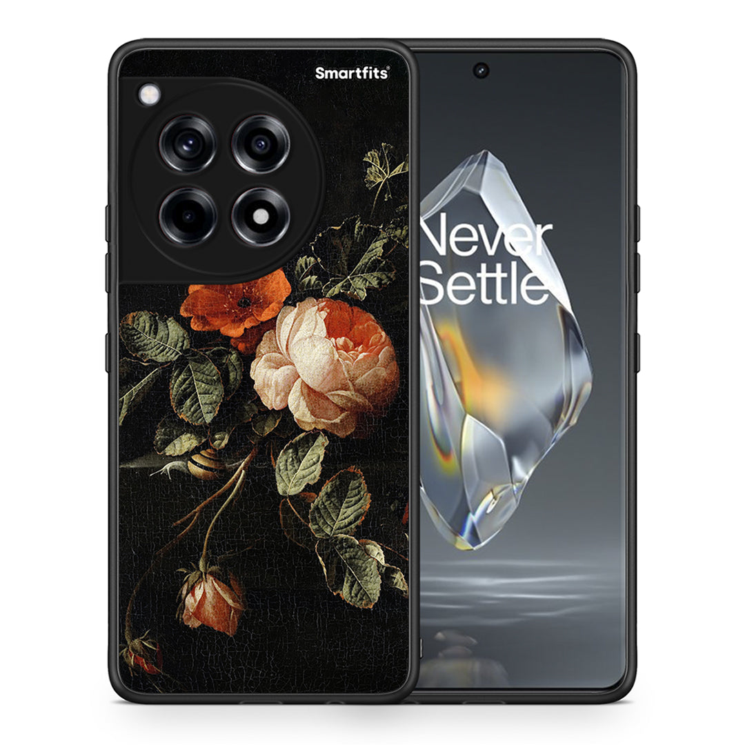 Θήκη OnePlus 12R 5G Vintage Roses από τη Smartfits με σχέδιο στο πίσω μέρος και μαύρο περίβλημα | OnePlus 12R 5G Vintage Roses case with colorful back and black bezels