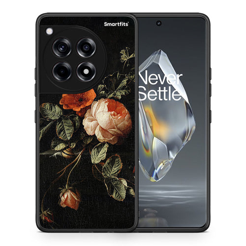 Θήκη OnePlus 12R 5G Vintage Roses από τη Smartfits με σχέδιο στο πίσω μέρος και μαύρο περίβλημα | OnePlus 12R 5G Vintage Roses case with colorful back and black bezels