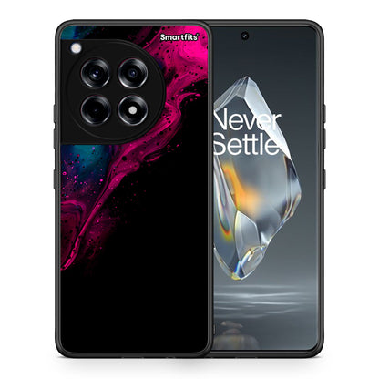 Θήκη OnePlus 12R 5G Pink Black Watercolor από τη Smartfits με σχέδιο στο πίσω μέρος και μαύρο περίβλημα | OnePlus 12R 5G Pink Black Watercolor case with colorful back and black bezels