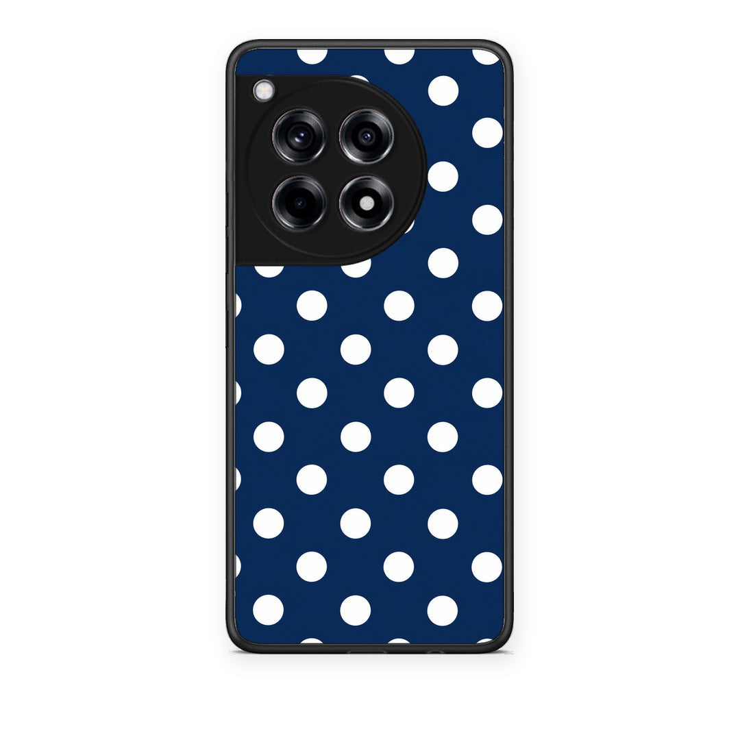 Θήκη OnePlus 12R 5G White Large Polka Dots on Navy από τη Smartfits με σχέδιο στο πίσω μέρος και μαύρο περίβλημα | OnePlus 12R 5G White Large Polka Dots on Navy case with colorful back and black bezels