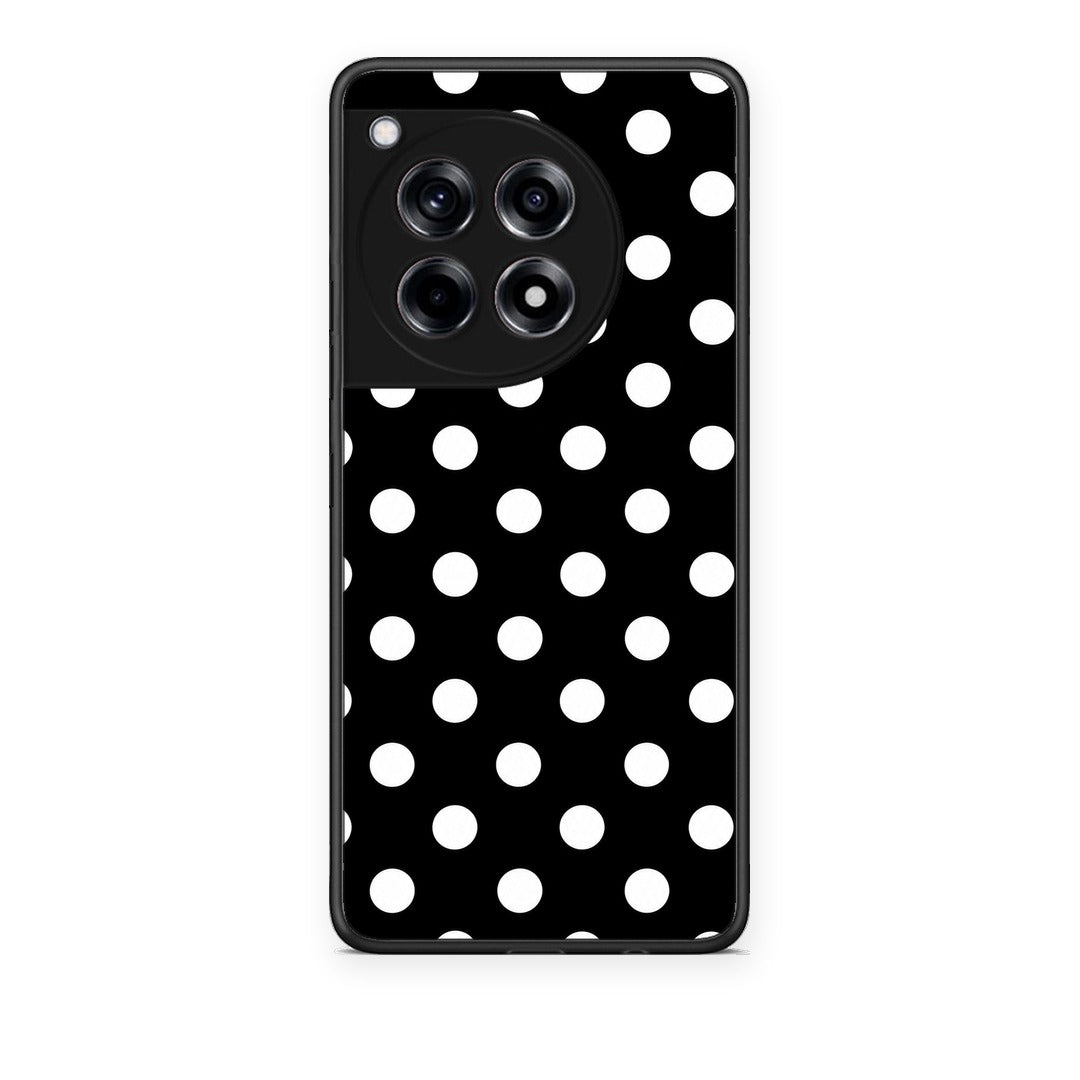 Θήκη OnePlus 12R 5G White Polka Dots on Black από τη Smartfits με σχέδιο στο πίσω μέρος και μαύρο περίβλημα | OnePlus 12R 5G White Polka Dots on Black case with colorful back and black bezels