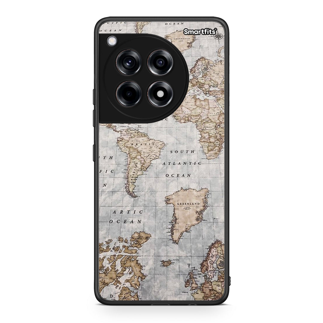 OnePlus 12R 5G World Map Θήκη από τη Smartfits με σχέδιο στο πίσω μέρος και μαύρο περίβλημα | Smartphone case with colorful back and black bezels by Smartfits