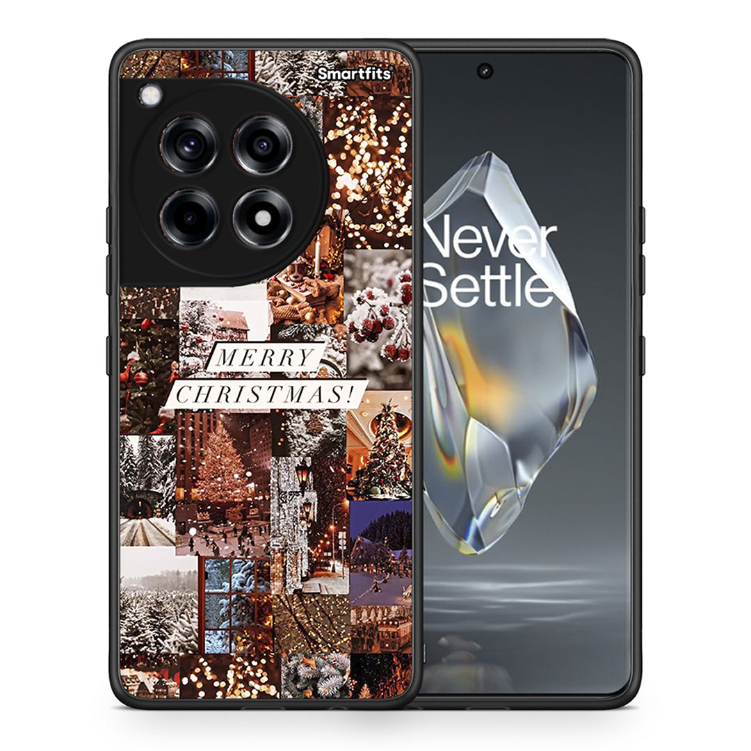 Θήκη OnePlus 12R 5G Xmas Collage από τη Smartfits με σχέδιο στο πίσω μέρος και μαύρο περίβλημα | OnePlus 12R 5G Xmas Collage case with colorful back and black bezels