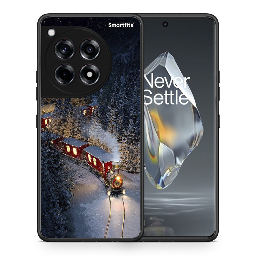 Θήκη OnePlus 12R 5G Xmas Train από τη Smartfits με σχέδιο στο πίσω μέρος και μαύρο περίβλημα | OnePlus 12R 5G Xmas Train case with colorful back and black bezels