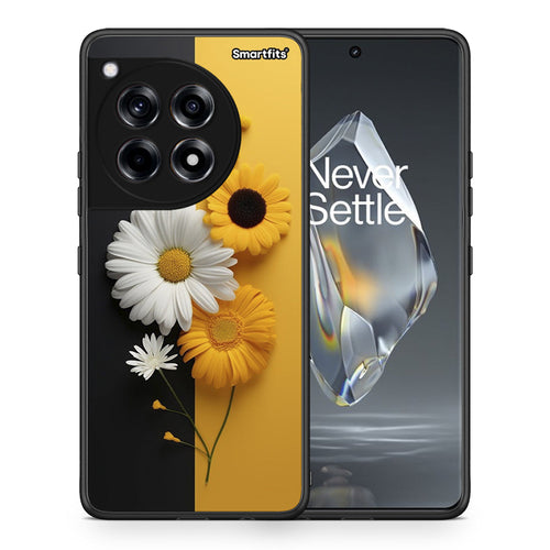 Θήκη OnePlus 12R 5G Yellow Daisies από τη Smartfits με σχέδιο στο πίσω μέρος και μαύρο περίβλημα | OnePlus 12R 5G Yellow Daisies case with colorful back and black bezels