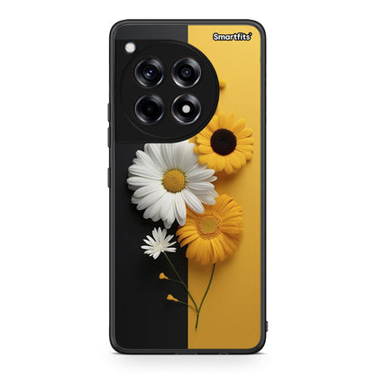 OnePlus 12R 5G Yellow Daisies θήκη από τη Smartfits με σχέδιο στο πίσω μέρος και μαύρο περίβλημα | Smartphone case with colorful back and black bezels by Smartfits