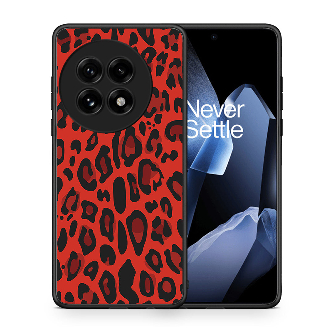 Θήκη OnePlus 13 Red Leopard Animal από τη Smartfits με σχέδιο στο πίσω μέρος και μαύρο περίβλημα | OnePlus 13 Red Leopard Animal case with colorful back and black bezels