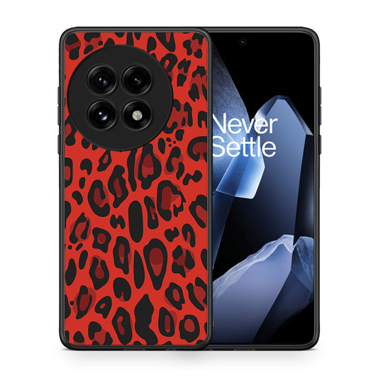 Θήκη OnePlus 13 Red Leopard Animal από τη Smartfits με σχέδιο στο πίσω μέρος και μαύρο περίβλημα | OnePlus 13 Red Leopard Animal case with colorful back and black bezels