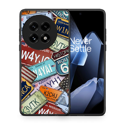 Θήκη OnePlus 13 Car Plates από τη Smartfits με σχέδιο στο πίσω μέρος και μαύρο περίβλημα | OnePlus 13 Car Plates case with colorful back and black bezels