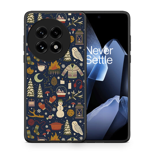 Θήκη OnePlus 13 Christmas Elements από τη Smartfits με σχέδιο στο πίσω μέρος και μαύρο περίβλημα | OnePlus 13 Christmas Elements case with colorful back and black bezels