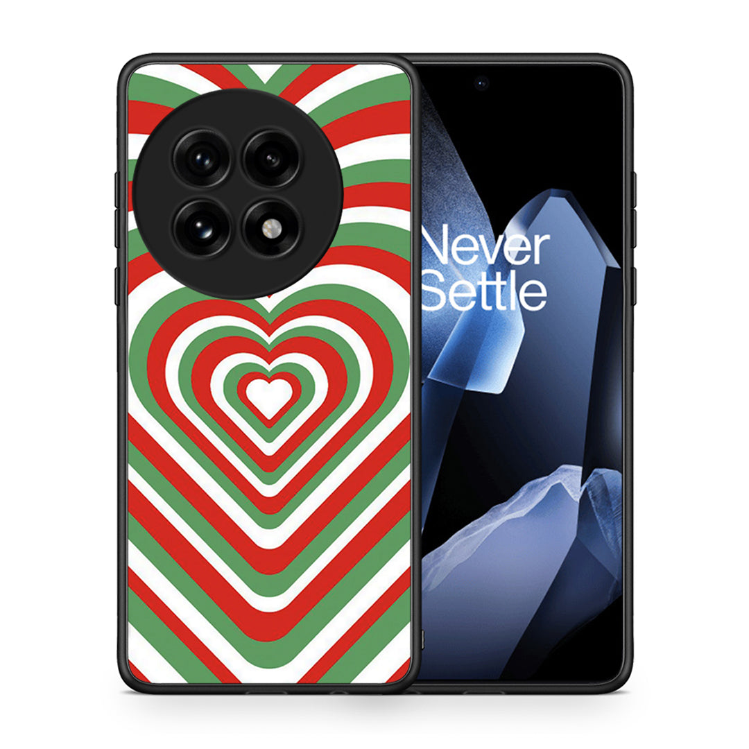 Θήκη OnePlus 13 Christmas Hearts από τη Smartfits με σχέδιο στο πίσω μέρος και μαύρο περίβλημα | OnePlus 13 Christmas Hearts case with colorful back and black bezels