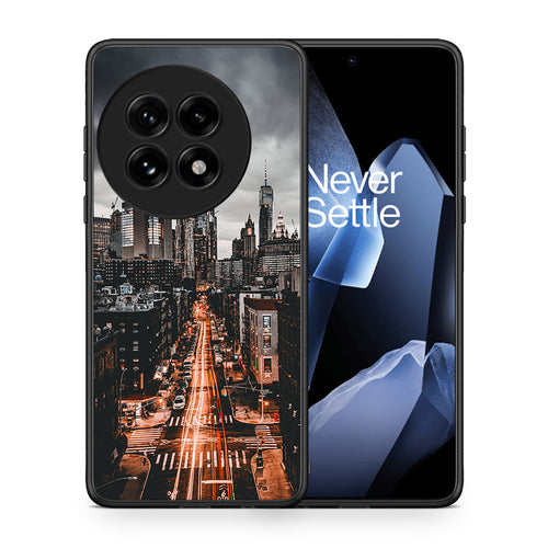 Θήκη OnePlus 13 City Lights από τη Smartfits με σχέδιο στο πίσω μέρος και μαύρο περίβλημα | OnePlus 13 City Lights case with colorful back and black bezels