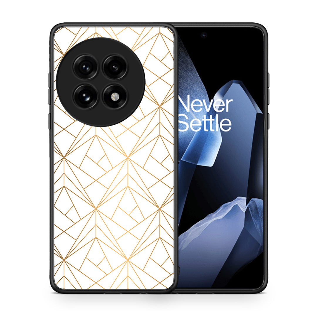 Θήκη OnePlus 13 Luxury White Geometric από τη Smartfits με σχέδιο στο πίσω μέρος και μαύρο περίβλημα | OnePlus 13 Luxury White Geometric case with colorful back and black bezels