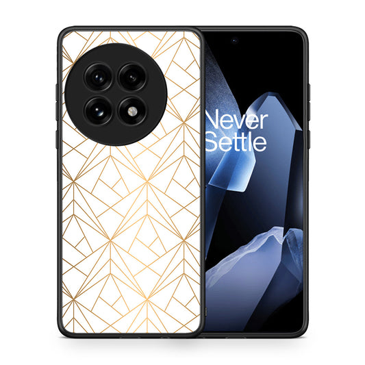 Θήκη OnePlus 13 Luxury White Geometric από τη Smartfits με σχέδιο στο πίσω μέρος και μαύρο περίβλημα | OnePlus 13 Luxury White Geometric case with colorful back and black bezels