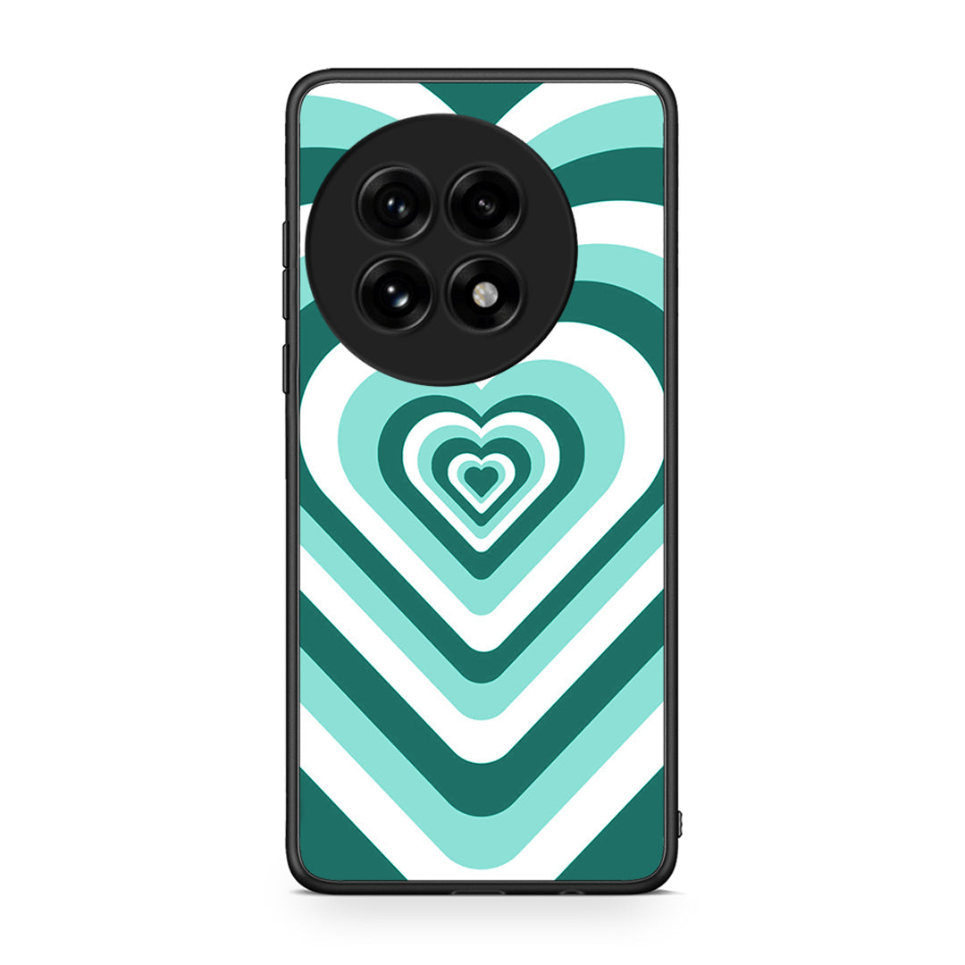 OnePlus 13 Green Hearts θήκη από τη Smartfits με σχέδιο στο πίσω μέρος και μαύρο περίβλημα | Smartphone case with colorful back and black bezels by Smartfits