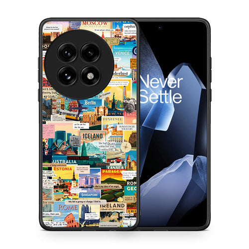 Θήκη OnePlus 13 Live To Travel από τη Smartfits με σχέδιο στο πίσω μέρος και μαύρο περίβλημα | OnePlus 13 Live To Travel case with colorful back and black bezels