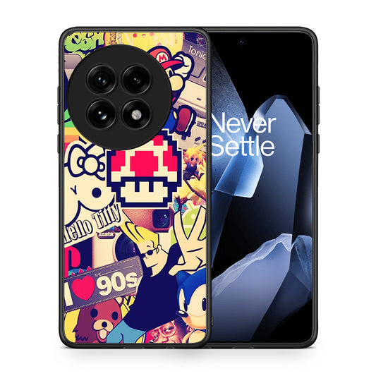 Θήκη OnePlus 13 Love The 90s από τη Smartfits με σχέδιο στο πίσω μέρος και μαύρο περίβλημα | OnePlus 13 Love The 90s case with colorful back and black bezels