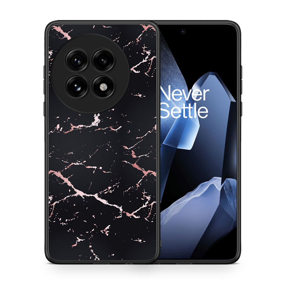 Θήκη OnePlus 13 Black Rosegold Marble από τη Smartfits με σχέδιο στο πίσω μέρος και μαύρο περίβλημα | OnePlus 13 Black Rosegold Marble case with colorful back and black bezels