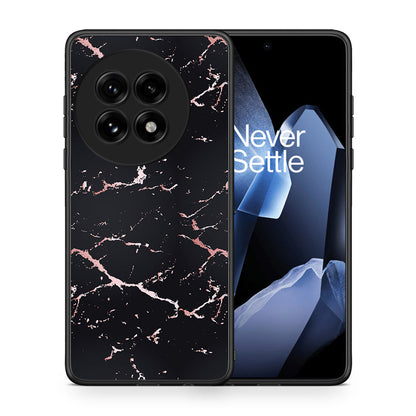 Θήκη OnePlus 13 Black Rosegold Marble από τη Smartfits με σχέδιο στο πίσω μέρος και μαύρο περίβλημα | OnePlus 13 Black Rosegold Marble case with colorful back and black bezels