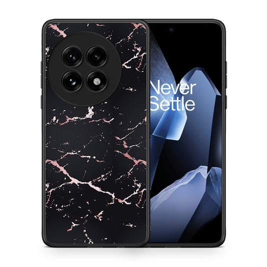 Θήκη OnePlus 13 Black Rosegold Marble από τη Smartfits με σχέδιο στο πίσω μέρος και μαύρο περίβλημα | OnePlus 13 Black Rosegold Marble case with colorful back and black bezels