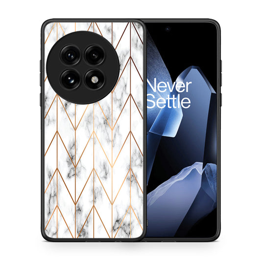 Θήκη OnePlus 13 Gold Geometric Marble από τη Smartfits με σχέδιο στο πίσω μέρος και μαύρο περίβλημα | OnePlus 13 Gold Geometric Marble case with colorful back and black bezels