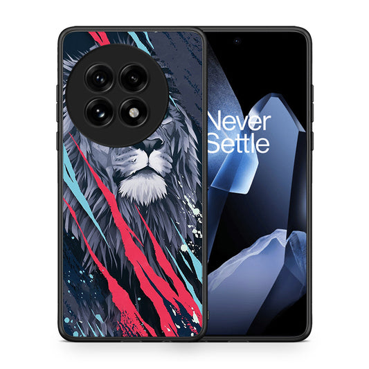 Θήκη OnePlus 13 Lion Designer PopArt από τη Smartfits με σχέδιο στο πίσω μέρος και μαύρο περίβλημα | OnePlus 13 Lion Designer PopArt case with colorful back and black bezels