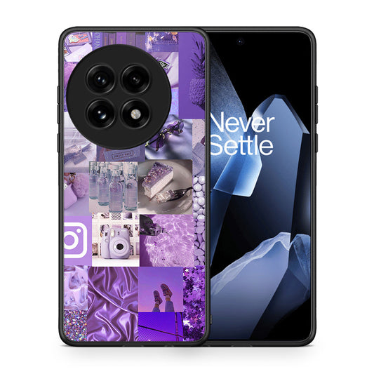Θήκη OnePlus 13 Purple Aesthetic Collage από τη Smartfits με σχέδιο στο πίσω μέρος και μαύρο περίβλημα | OnePlus 13 Purple Aesthetic Collage case with colorful back and black bezels