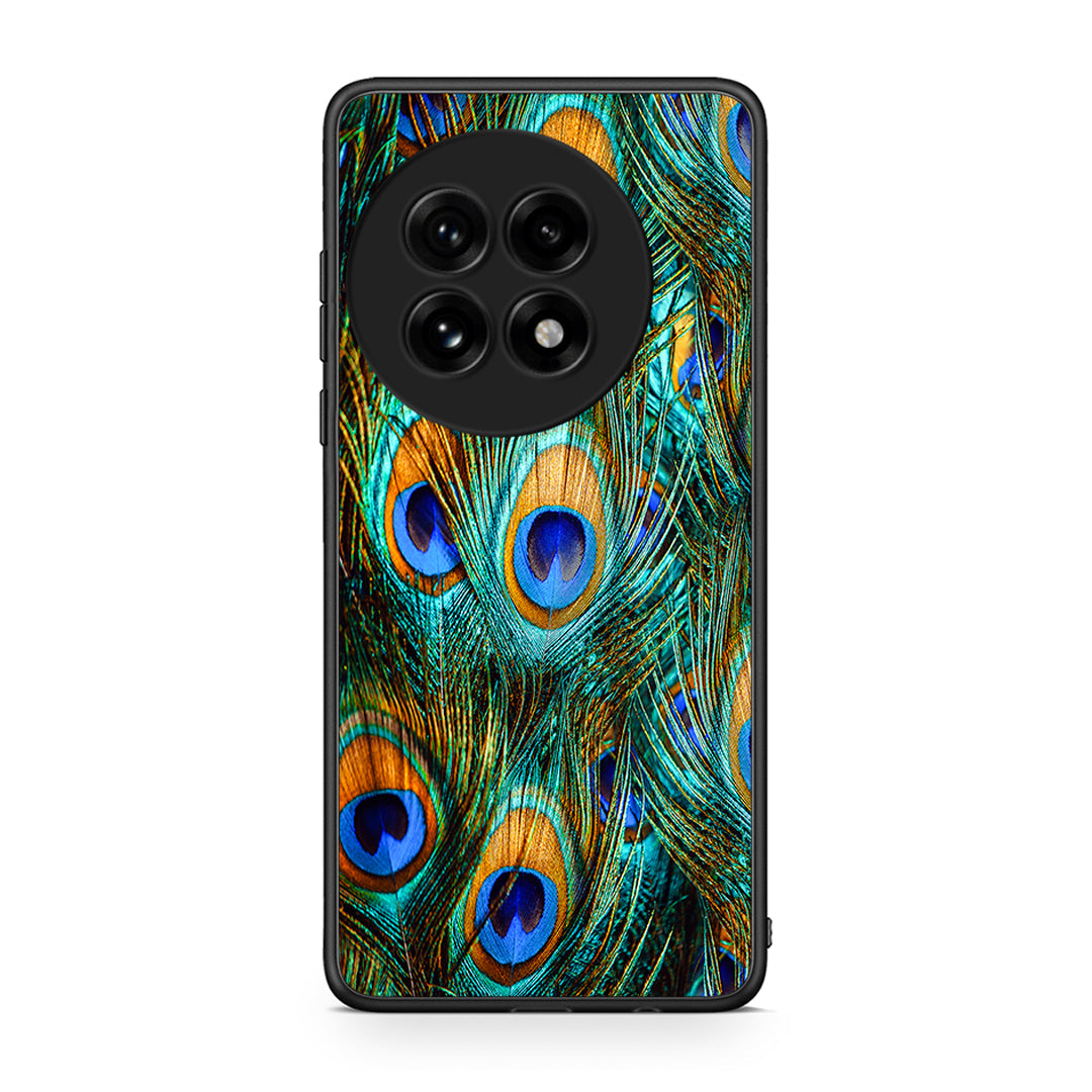 OnePlus 13 Real Peacock Feathers θήκη από τη Smartfits με σχέδιο στο πίσω μέρος και μαύρο περίβλημα | Smartphone case with colorful back and black bezels by Smartfits