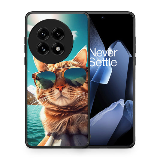 Θήκη OnePlus 13 Summer Cat από τη Smartfits με σχέδιο στο πίσω μέρος και μαύρο περίβλημα | OnePlus 13 Summer Cat case with colorful back and black bezels
