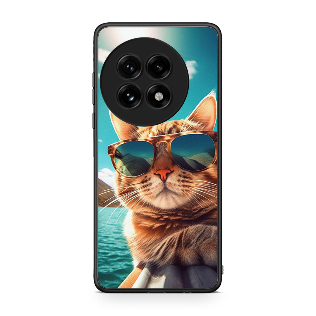 OnePlus 13 Summer Cat θήκη από τη Smartfits με σχέδιο στο πίσω μέρος και μαύρο περίβλημα | Smartphone case with colorful back and black bezels by Smartfits