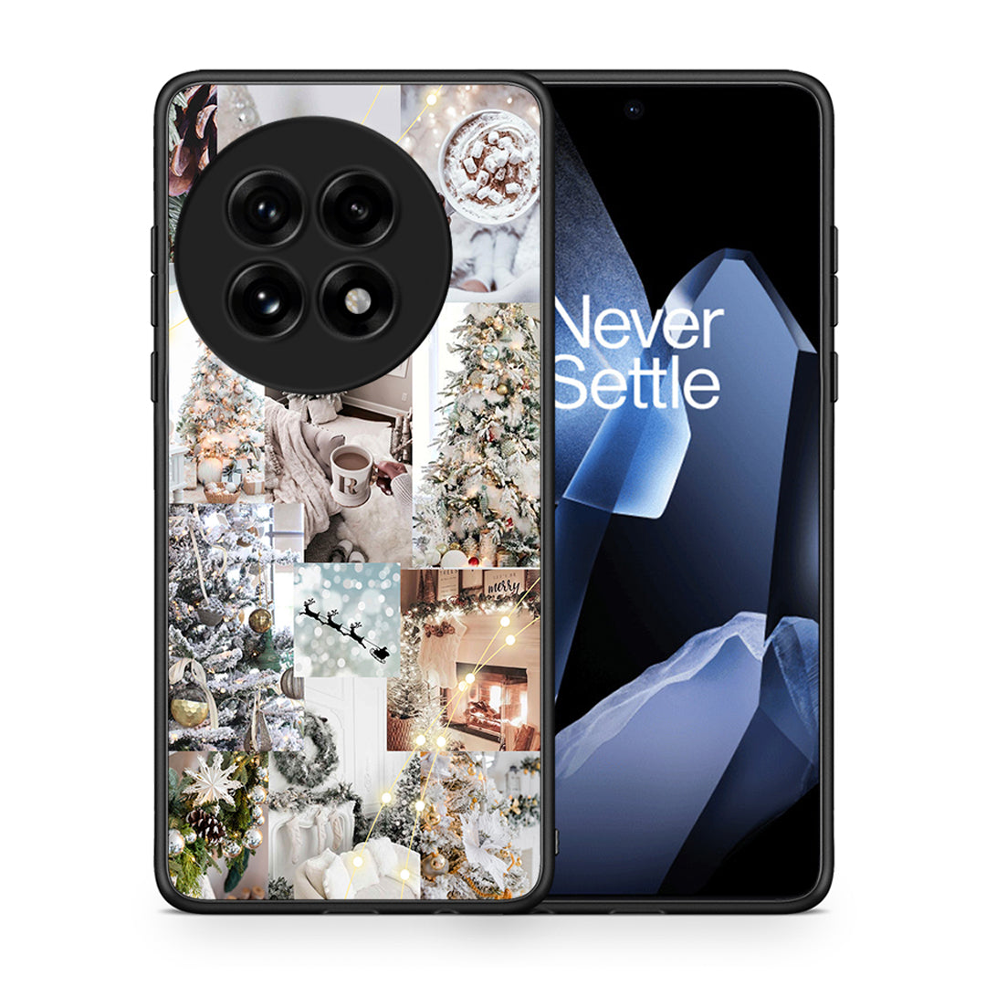 Θήκη OnePlus 13 White Christmas από τη Smartfits με σχέδιο στο πίσω μέρος και μαύρο περίβλημα | OnePlus 13 White Christmas case with colorful back and black bezels