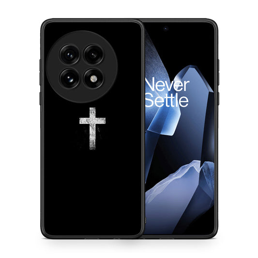 Θήκη OnePlus 13 White Cross από τη Smartfits με σχέδιο στο πίσω μέρος και μαύρο περίβλημα | OnePlus 13 White Cross case with colorful back and black bezels
