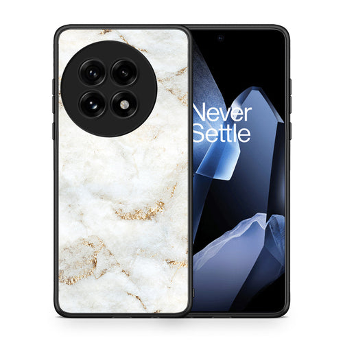 Θήκη OnePlus 13 White Gold Marble από τη Smartfits με σχέδιο στο πίσω μέρος και μαύρο περίβλημα | OnePlus 13 White Gold Marble case with colorful back and black bezels