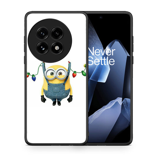 Θήκη OnePlus 13 Xmas Minion Lights από τη Smartfits με σχέδιο στο πίσω μέρος και μαύρο περίβλημα | OnePlus 13 Xmas Minion Lights case with colorful back and black bezels